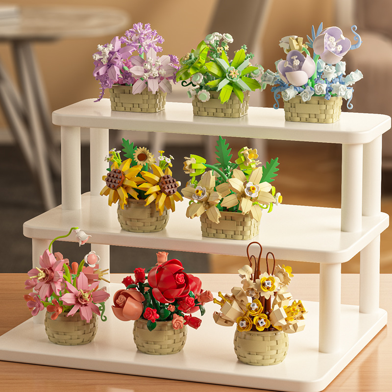 Bonsai Garden Lego Set - DIY MOC Plantes en pot (rose,